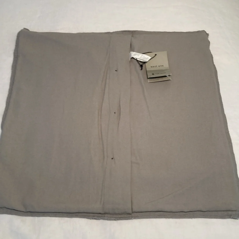 West elm decorative pillow pleated 20” grey cotton
